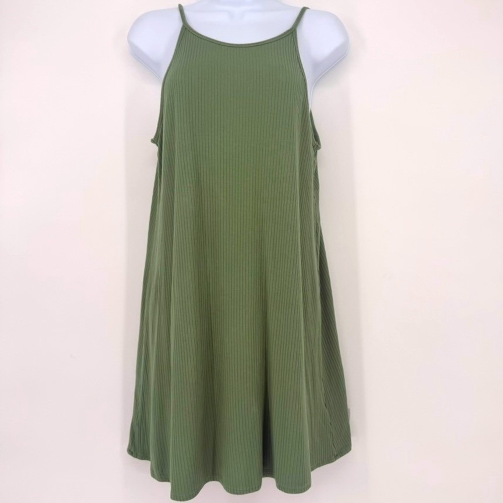 O'Neill Womens Olive Green Ribbed Swing Mini Dress Size S Earthy Gorpcore